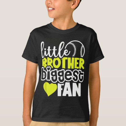 Softball Kleine Broer Grootste Fan Gift Tiener Jon T-shirt (Voorkant)