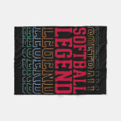 Softball Legend Funny Layered Text Team Player Coa Fleece Deken (Voorkant (Horizontaal))