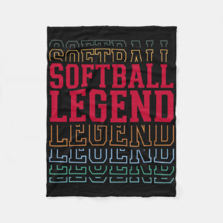Softball Legend Funny Layered Text Team Player Coa Fleece Deken