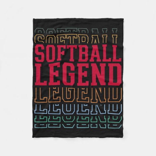Softball Legend Funny Layered Text Team Player Coa Fleece Deken (Voorkant)