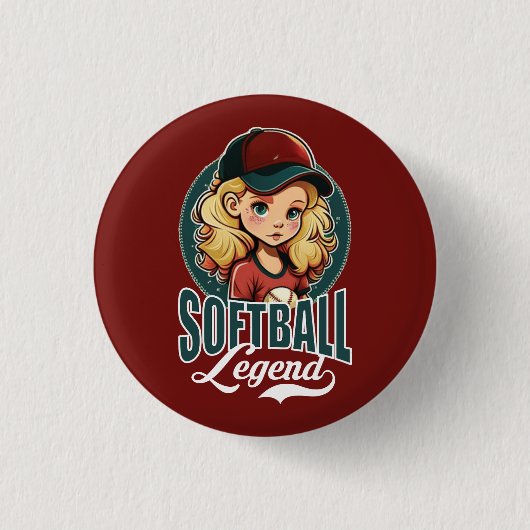 Softball Legend Ronde Button 3,2 Cm (Voorkant)