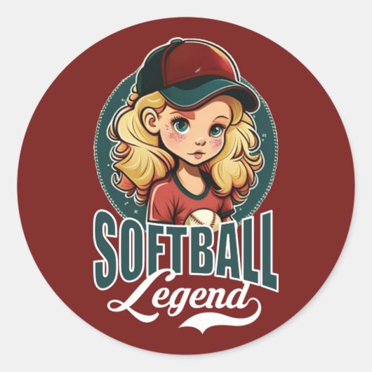 Softball Legend Ronde Sticker (Voorkant)