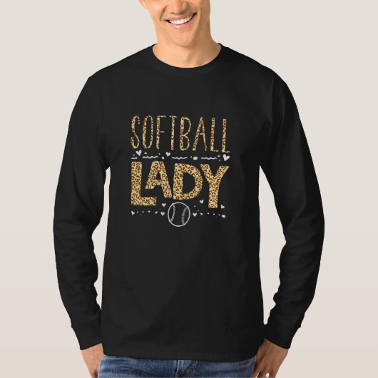 Softball Leopard Graphic Dames Softball Lady T-shirt (Voorkant)