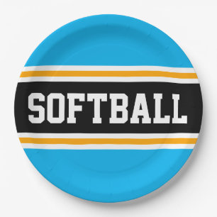 SOFTBALL Leuk Heldere Hemelblauw Zwart Oranje Stre Papieren Bordje
