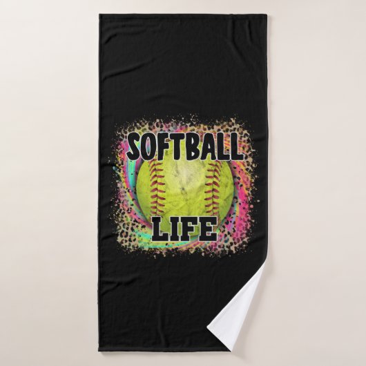 Softball Life Tie Dye Leopard Print Yellow Ball Badhanddoek (Badhanddoek)