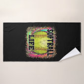Softball Life Tie Dye Leopard Print Yellow Ball Badhanddoek (Badhanddoek)