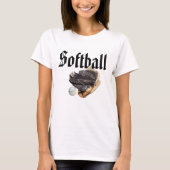 Softball-Logo en handschoenen, T-shirt (Voorkant)