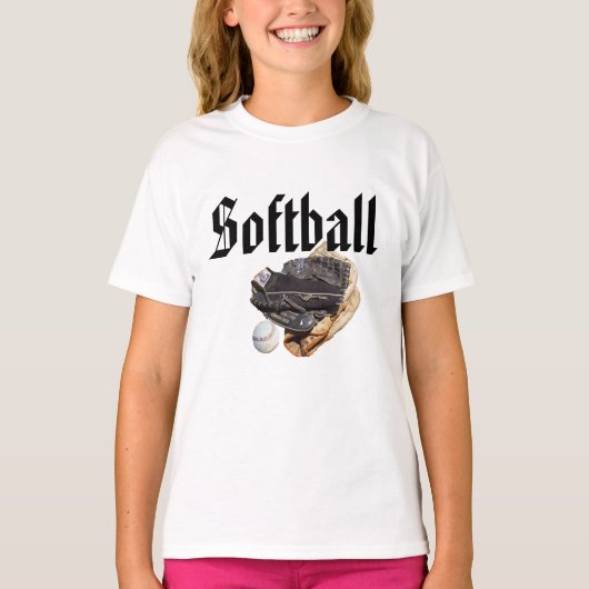 Softball-Logo en handschoenen, T-shirt (Voorkant)
