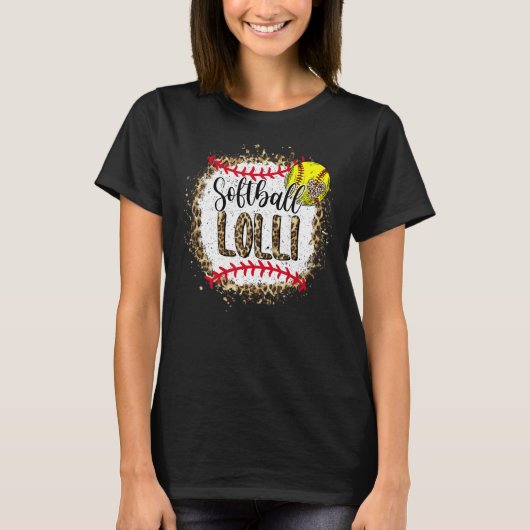 Softball Lolli Leopard Bleaching Moederdag Game T-shirt (Voorkant)