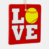 Softball LOVE Aangepaste kerstversiering voor kleu Keramisch Ornament (Rechts)