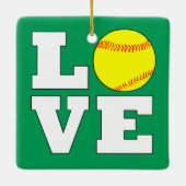 Softball LOVE Aangepaste kerstversiering voor kleu Keramisch Ornament (Achterkant)