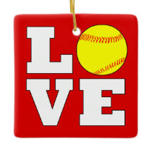 Softball LOVE Aangepaste kerstversiering voor kleu