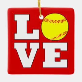 Softball LOVE Aangepaste kerstversiering voor kleu Keramisch Ornament