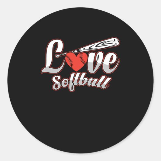 Softball Love Bat Ball Helmet Player Pitcher Gift Ronde Sticker (Voorkant)