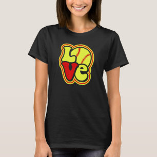 Softball Love for Teen Girls & Women Red & Yellow T-shirt