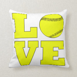 Softball Love Pillow White en Yellow Sierkussen