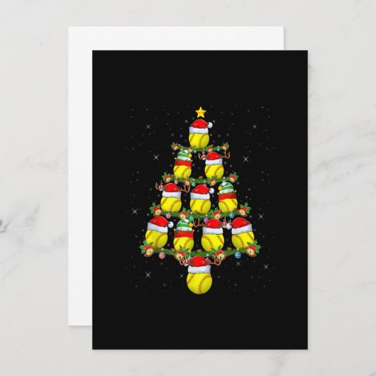 Softball Lover Xmas Tree-lampjes Santa Softball Ch Kaart (Voorkant / Achterkant)