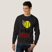 Softball Ma Ball mam Heart Leopard Moederdag M Trui (Voorkant volledig)