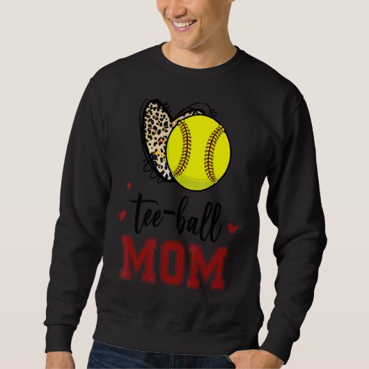 Softball Ma Ball mam Heart Leopard Moederdag M Trui (Voorkant)