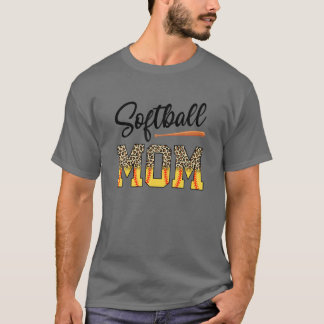 Softball Ma Leopard Baseball Sports Lovers moeder T-shirt