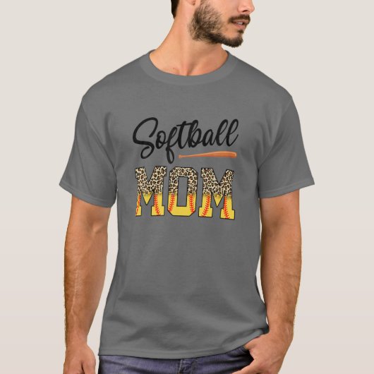 Softball Ma Leopard Baseball Sports Lovers moeder T-shirt (Voorkant)