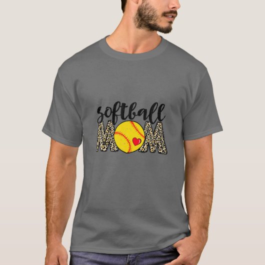 Softball Ma Leopard Baseball Sports Lovers moeder T-shirt (Voorkant)
