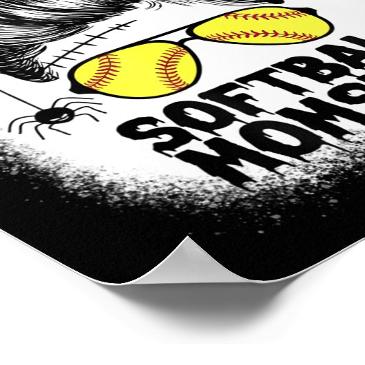 Softball Ma Life Messy Bun Halloween Women Softba Poster (Hoek)
