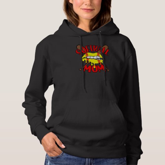 Softball Ma Lip Bite mamma Vrouwen Hoodie (Voorkant)