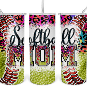 Softball Ma Rainbow Leopard Tumbler Sports MAMA Thermosbeker