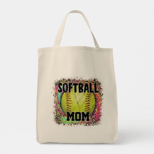 Softball Ma Tie Dye Leopard Print Yellow Ball Tote Bag (Achterkant)