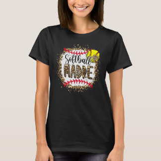 Softball Madre Leopard gebleekt Moederdag spel T-shirt