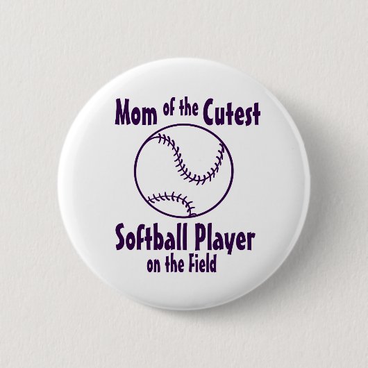 Softball Mam Cutest op het veld Ronde Button 5,7 Cm (Voorkant)