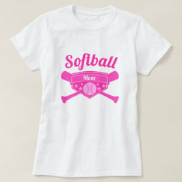 Softball Mam en Nummer T-shirt