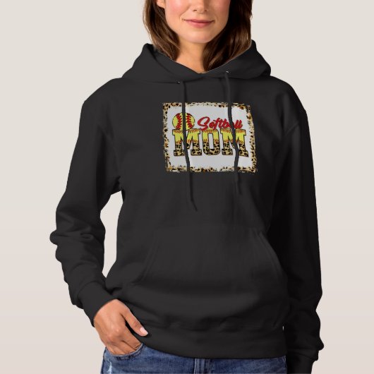 Softball Mam Leopard Bleaching mama mama's Da Hoodie (Voorkant)