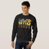 Softball Mam Leopard Heart Sport Moederdag Wome Trui (Voorkant volledig)