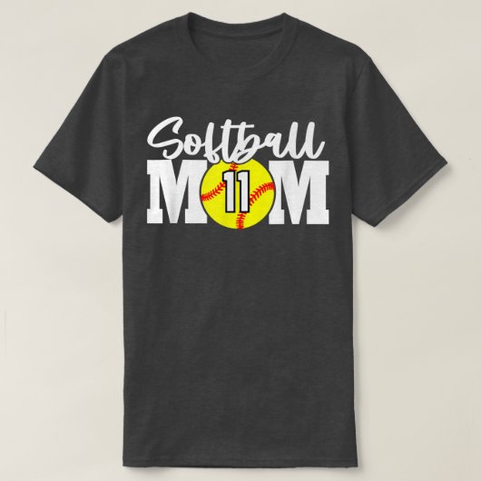 Softball Mam Nummer 11 T-shirt (Design voorkant)