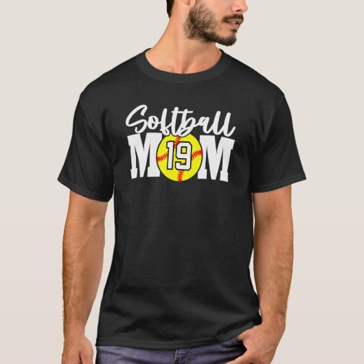 Softball Mam Nummer 19 T-shirt (Voorkant)