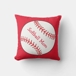 Softball Mam Red en White Outdoor Pillow Buitenkussen