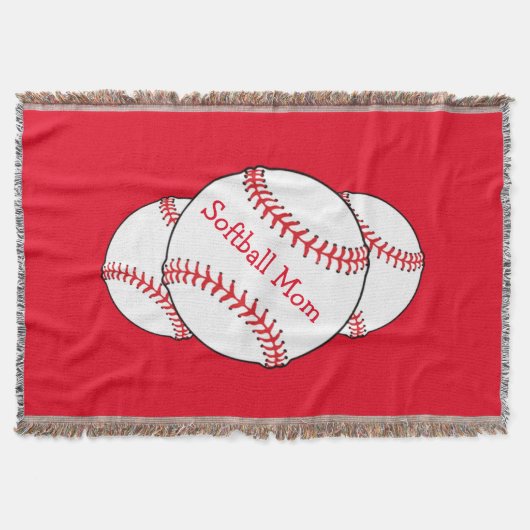 Softball Mam Throw Blanket Deken (Voorkant)