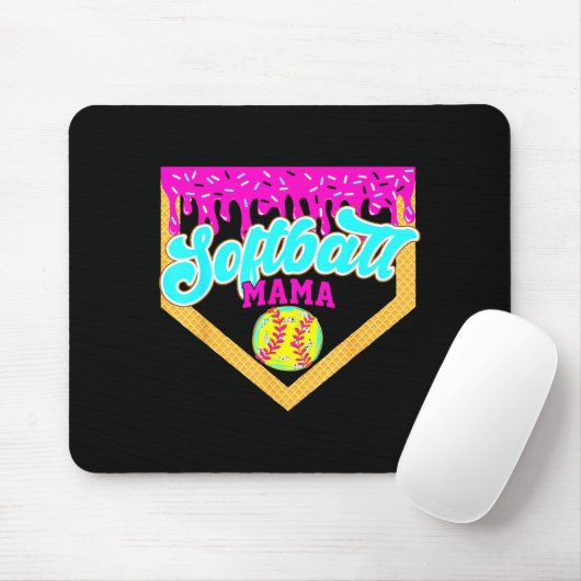 Softball Mama Drip Ice Cream Dripping Game Day Sof Muismat (Met muis)