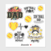 Softball mama en papa sticker (Vel)