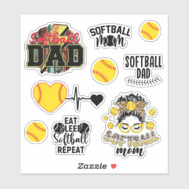 Softball mama en papa sticker