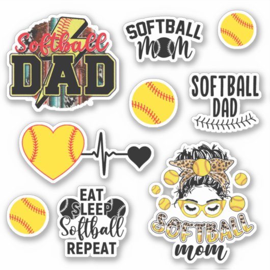 Softball mama en papa sticker (Voorkant)