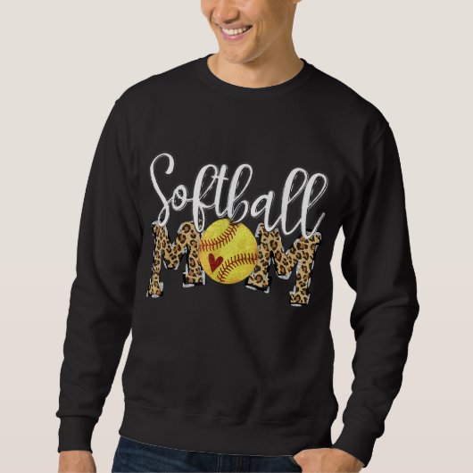 Softball mama Leopard Baseball Moederdag Trui (Voorkant)