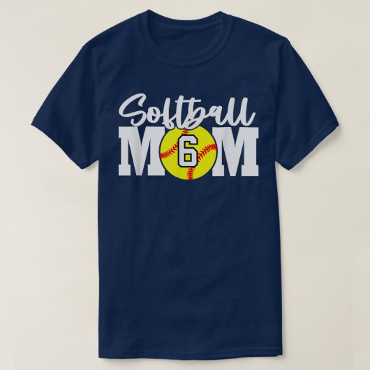 Softball mama Nummer 6 T-shirt (Design voorkant)