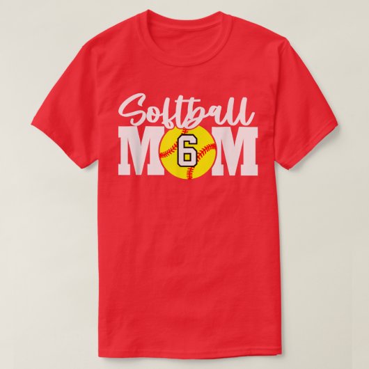 Softball mama Nummer 6 T-shirt (Design voorkant)