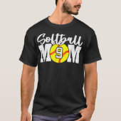 Softball mama Nummer 9 T-shirt (Voorkant)