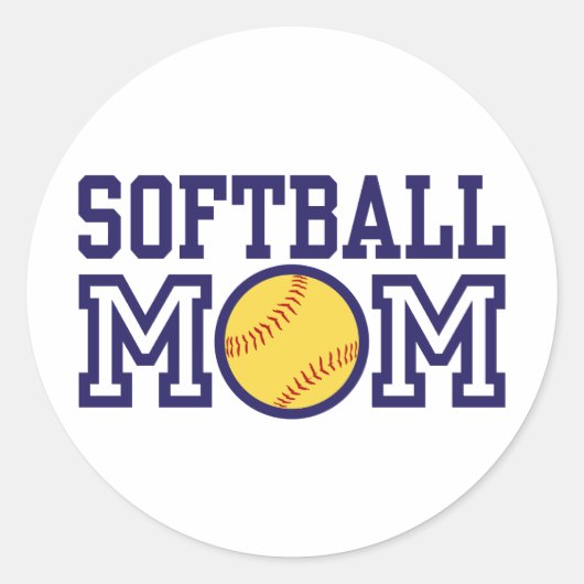 Softball mama ronde sticker (Voorkant)