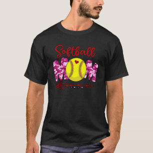 Softball mama Roze Camo Softball Moederdag Vinta T-shirt