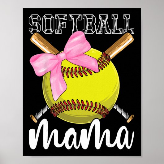Softball Mama Softball Coquette Strik  Poster (Voorkant)